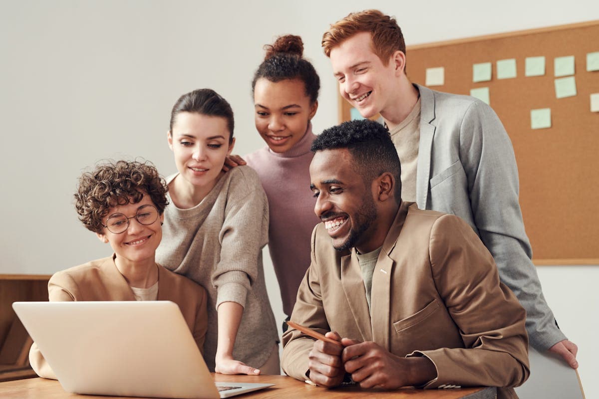 Customer success team in a bright office